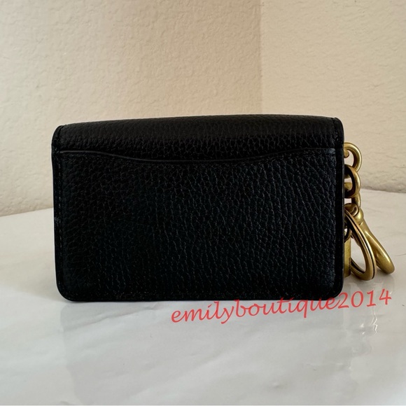 NWT Coach 4416 Mini Tabby Bag Charm In Signature Canvas Key Ring Card Case Black - Picture 6 of 11